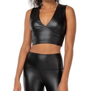 Faux Leather Cropped Top